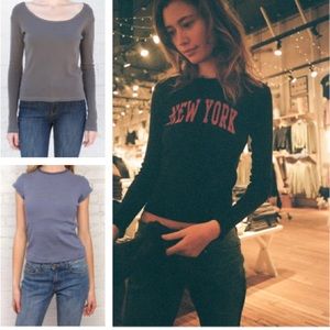 Brandy Melville Lot of 3 Tops Blue Black Grey